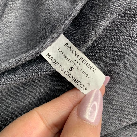 Banana Republic Reversible Faux Wrap Top S Grey Long Sleeves Stretch Knit - Picture 6 of 6